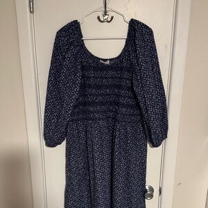 LOFT Floral Smocked Midi Dress